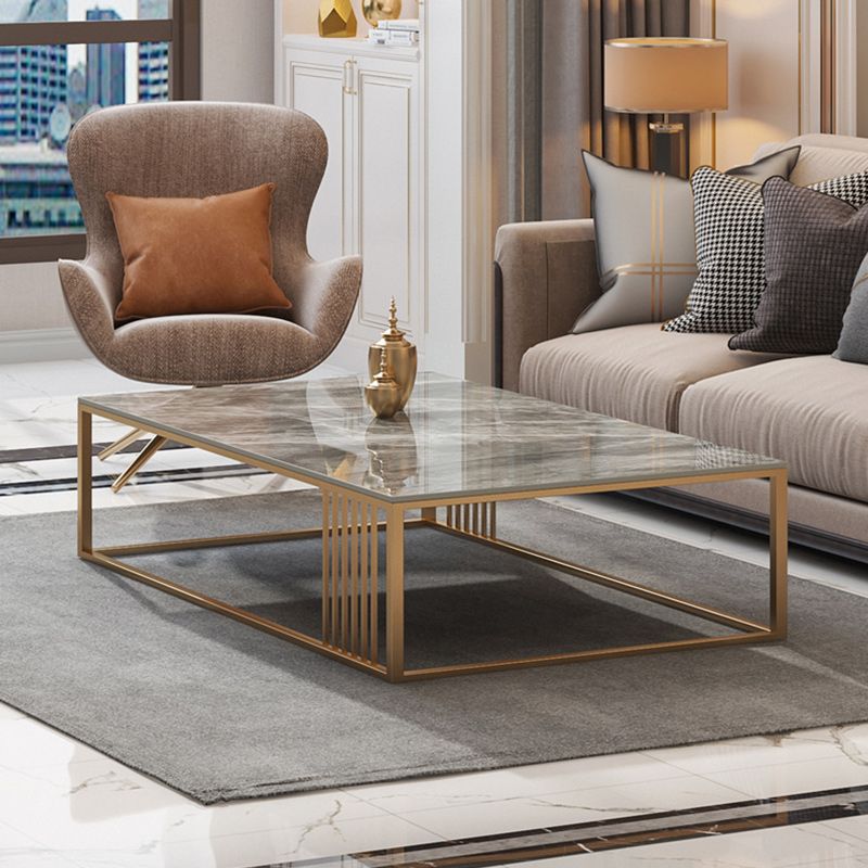 Glam Rectangle Slate Coffee Table 16.53"H Steel Frame Base Cocktail Table Clearhalo 'Coffee & Accent Tables' 'Coffee Tables' 'coffee_tables' 'furn' 'furn_coffee_tables' 'Furniture' 'Living Room Furniture' 1200x1200_91f53cda-35dc-4d2c-8ff9-55b87e85aa76
