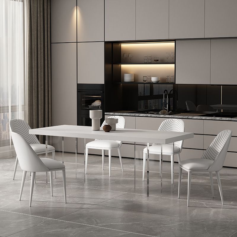 Rectangle Dining Table Stone Dining Table with Acrylic Double Pedestal