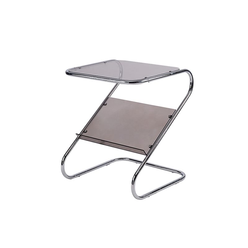 Mesa de vidrio de vidrio Top de la mesa de base abstracta de metal con soporte de revista