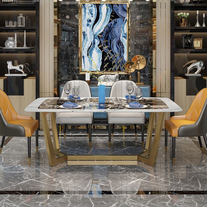Metal Traditional Luxury Rectangle Table Marble Top Table with Trestle Base Clearhalo ' dining_table' 'Dining Tables & Seating' 'Dining Tables' 'furn' 'furn_dining_table' 'Furniture' 'furniture_dining_table' 'Kitchen & Dining Furniture' 'kitchen&dining_furn' 'kitchen' 'kitchen_dining_table' 1200x1200_91f770ed-f8ca-466d-ab6a-8e109d575d01