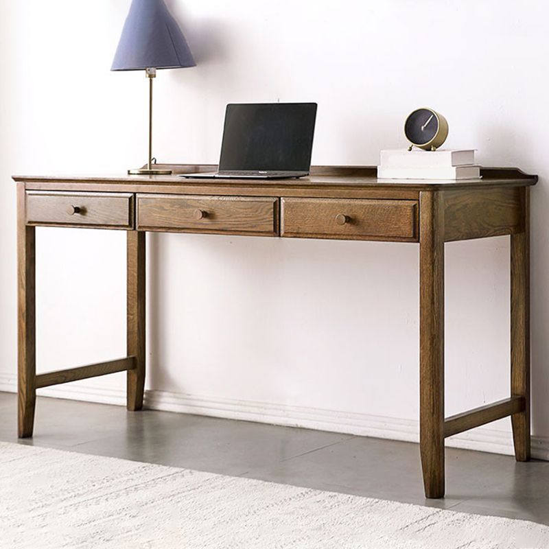 Contemporary Oak Home Writing Desk H-Shape Base Office Desk with Drawers Clearhalo 'furn' 'furn_office_desk' 'Furniture' 'Office Desks' 'Office Furniture' 'office_desk' 1200x1200_91fc0cc2-4dd4-4965-baaa-c2de89f63a12