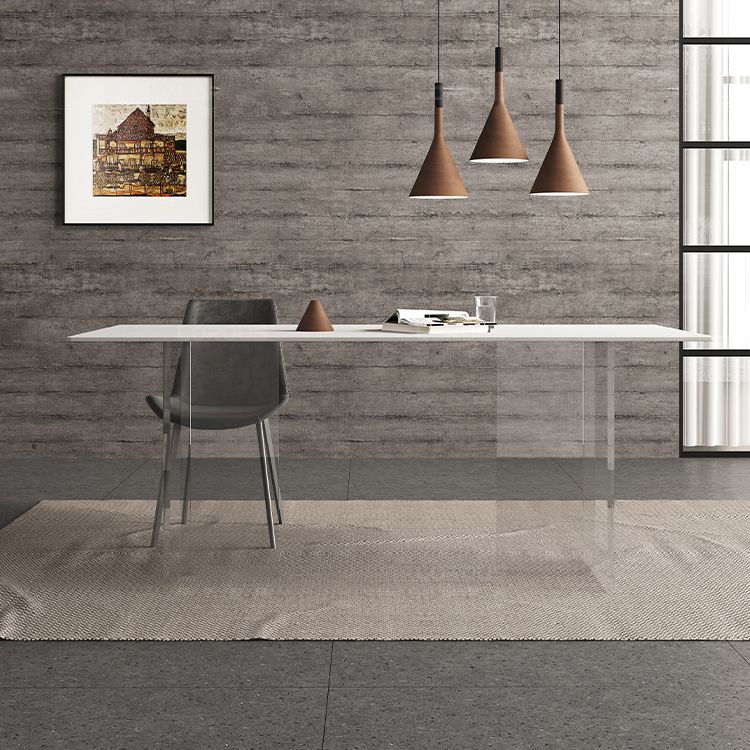 Modern White Stone Top Table Rectangle Dining Table for Kitchen Use