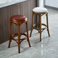 Industrial Style Bar-stool Round Seat Counter Bar Stool with Wooden Legs