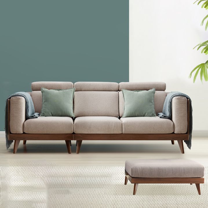 Farmhouse Square Brain Tessuto divano in legno massiccio in marrone per soggiorno