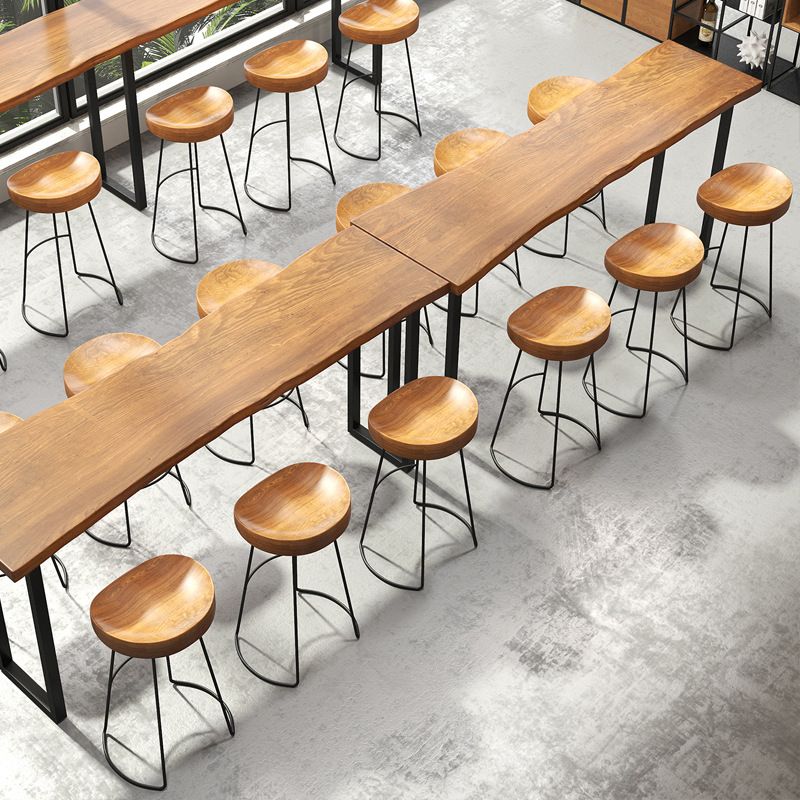 Brown Modern Style Bar Table in Solid Wood and Iron Coffee Shop Bar Table Clearhalo 'Bar Furniture' 'Bar Tables' 'bar_tables' 'furn' 'furn_bar_tables' 'Furniture' 'furniture_bar_tables' 'Kitchen & Dining Furniture' 1200x1200_9200b9d4-cc72-406d-80db-056715f723bd