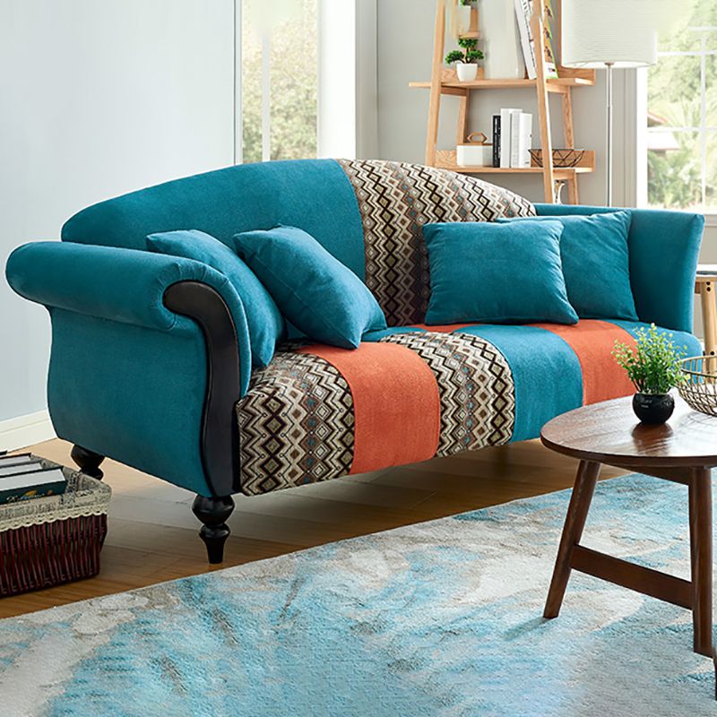 Canapé incurvé country en lin arme roulée 31 "w canapé arrière à dos de chameau pour le salon