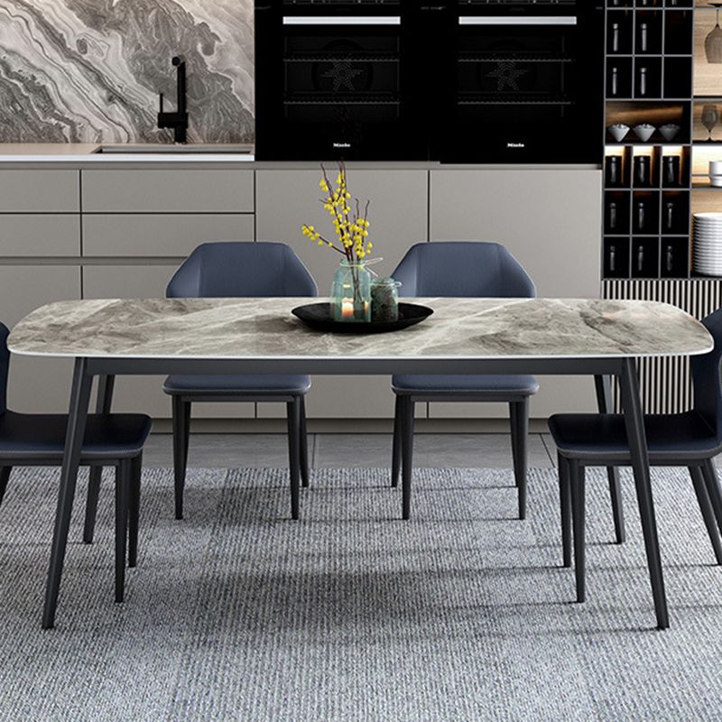 Modern Style Sintered Stone Dining Table Gray Rectangle Table with 4 Legs for Home Clearhalo ' dining_table' 'Dining Tables & Seating' 'Dining Tables' 'furn' 'furn_dining_table' 'Furniture' 'furniture_dining_table' 'Kitchen & Dining Furniture' 'kitchen&dining_furn' 'kitchen' 'kitchen_dining_table' 1200x1200_9203d62c-4502-4321-b632-c85441bd5812