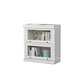 Modern Style Bookcase White Wood Closed Back Bookshelf with Door for Home Office