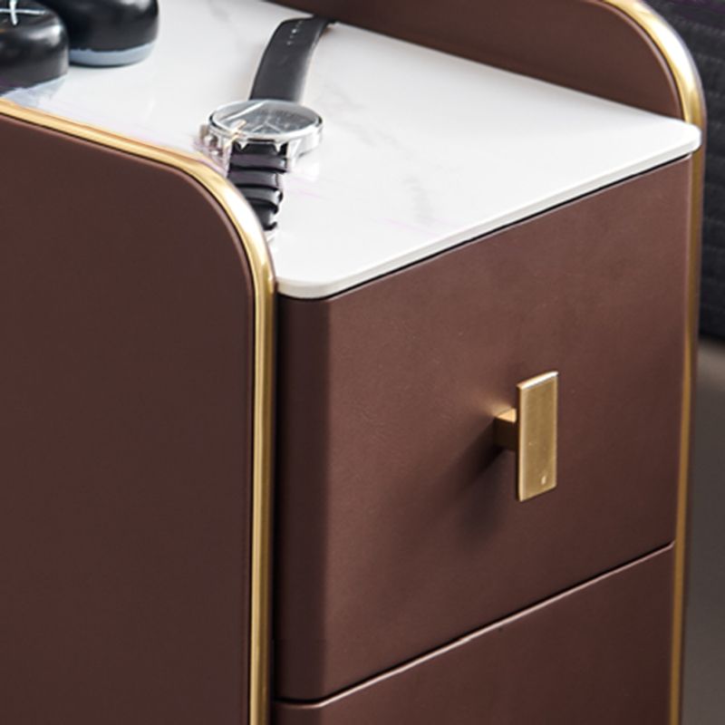 Stone Top Glam Bed Nightsand Stand Night-Artwer 20 pulgadas de madera sólida de madera sólida con piernas