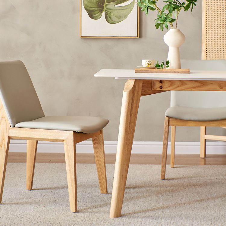 Moderne gesinterde stenen eettafelset rechthoekig 1/4/5-delige houten eetkamertafelset