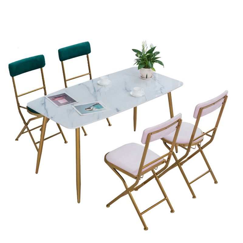 Ensemble de salle à manger nordique 1/5 pièces, Table à manger rectangulaire en pierre pour salle à manger