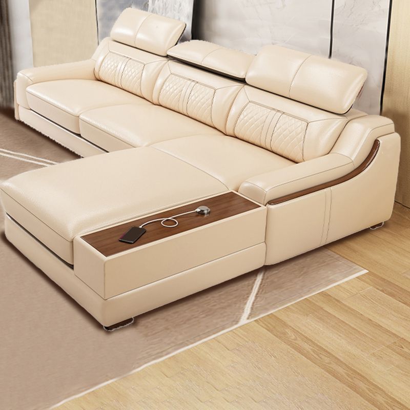 Divano e chaise con armi inclinate resistenti alla vera pelle contemporanea divano e chaise