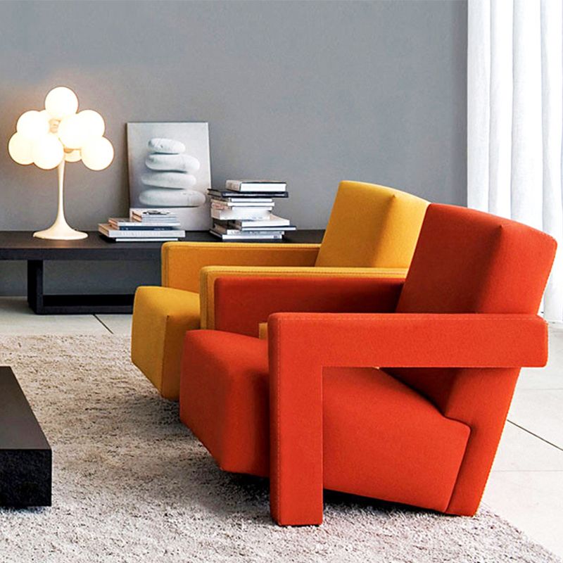 Nordic Square Arms Fabric Arms Included Fixed Back Accent Room Chair