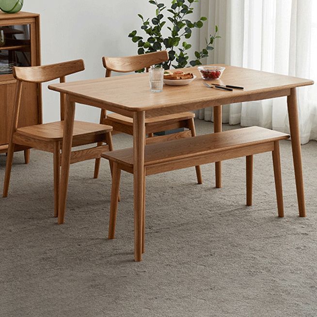 Modern Oak Wood Table in Nature Rectangle Dining Table with Wooden Base and 4 Legs Clearhalo ' dining_table' 'Dining Tables & Seating' 'Dining Tables' 'furn' 'furn_dining_table' 'Furniture' 'furniture_dining_table' 'Kitchen & Dining Furniture' 'kitchen&dining_furn' 'kitchen' 'kitchen_dining_table' 1200x1200_9212af7a-112e-43e1-96c8-a0fe9a10a5e4