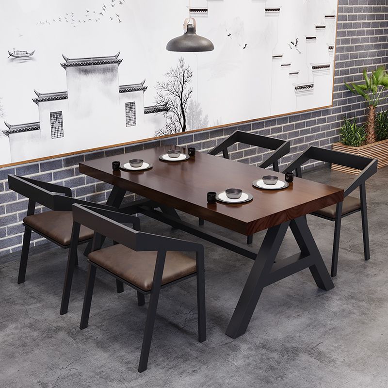Industrial Kitchen Rectangle Dinner Table Solid Wood Dining Table Clearhalo 'Dining Tables & Seating' 'Dining Tables' 'dining_table' 'furn' 'furn_dining_table' 'Furniture' 'Kitchen & Dining Furniture' 1200x1200_9213ab71-824a-44ed-bb51-4bd042dc3c15