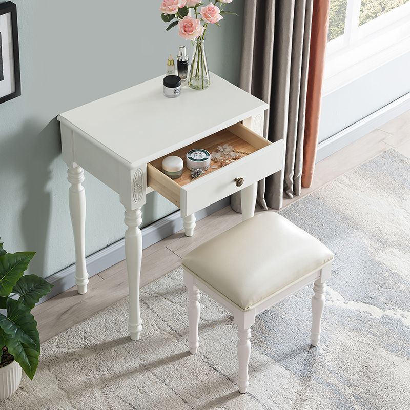 Scatola di stoccaggio tradizionale in legno di gomma 1 cassetto tavolo da vanità