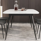 White Dining Table Set 1/2/5/7 Pcs Rectangle Dining Table with Wingback Chairs