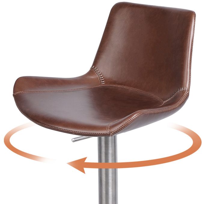 Taburete de bar de cuero giratorio de altura ajustable contemporáneo con reposapiés