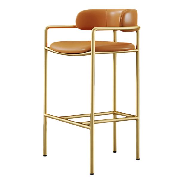 Glam Counter Height Stool Armed Upholstered Bar Stools with Metal Base Clearhalo 'Bar Furniture' 'Bar Stools' 'bar_stools' 'furn' 'furn_bar_stools' 'Furniture' 'Kitchen & Dining Furniture' 1200x1200_921889b8-1aaf-4569-ac75-6cc6391b6461