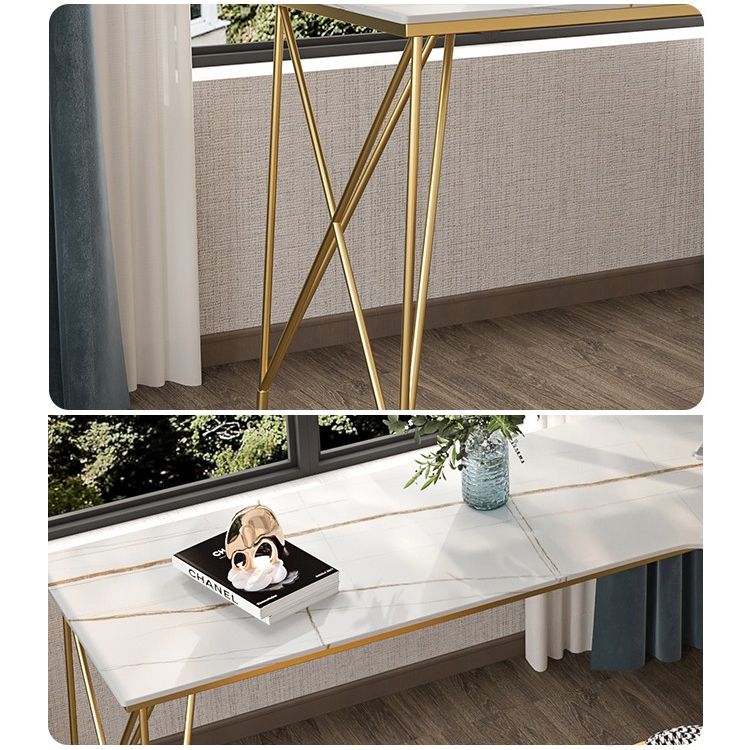L-Shape Modern Style Office Desk Marble and Metal Writing Desk in White and Gold Clearhalo 'furn' 'furn_office_desk' 'Furniture' 'Office Desks' 'Office Furniture' 'office_desk' 1200x1200_921a4110-9e4a-4798-9a3b-0333c682761e