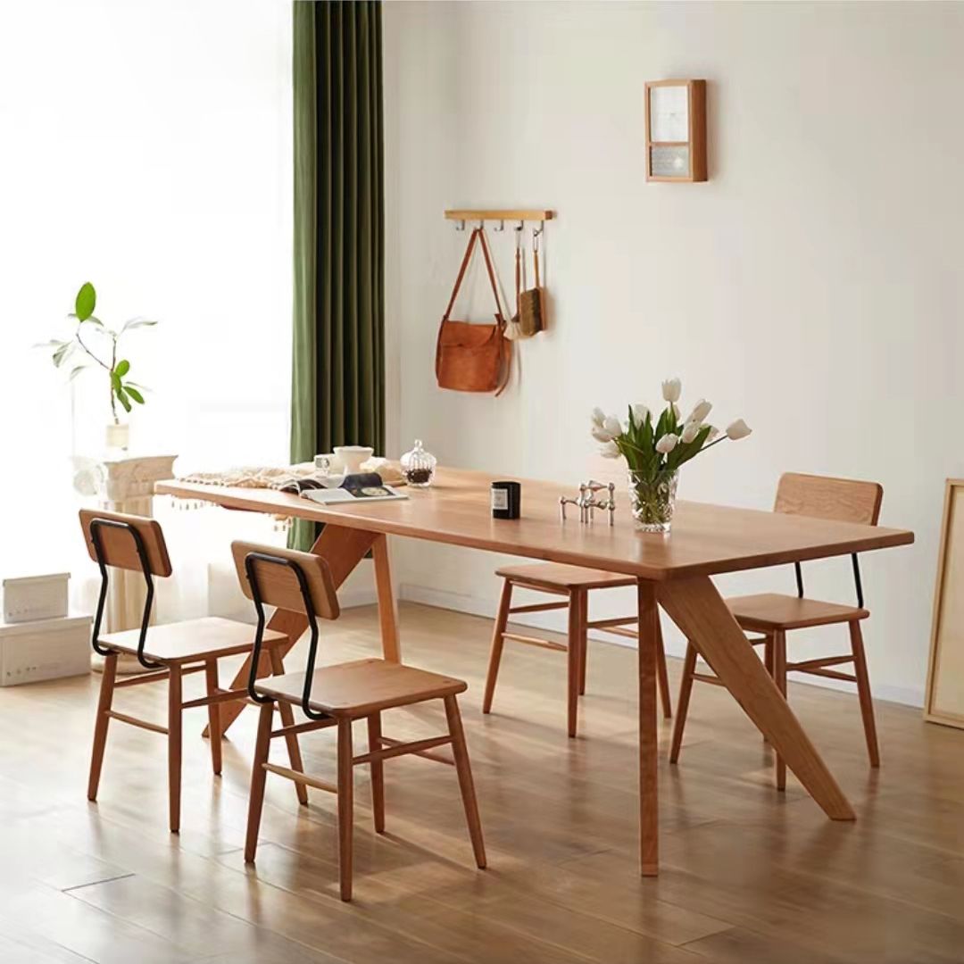 Rectangle Solid Wood Fixed Table Mid-Century Solid Wood Dining Room Table Clearhalo 'Dining Tables & Seating' 'Dining Tables' 'dining_table' 'furn' 'furn_dining_table' 'Furniture' 'Kitchen & Dining Furniture' 1200x1200_921e89e5-74bb-47a4-918e-8b4e7250d03e