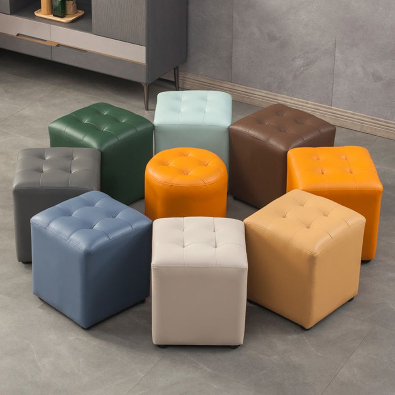 Contemporary Pouf Ottoman Genuine Leather Tufted Upholstered Solid Color Ottoman Clearhalo 'furn' 'furn_ottomans_poufs' 'Furniture' 'Living Room Furniture' 'Ottomans & Poufs' 'ottomans_poufs' 1200x1200_921ff778-d43f-4a15-a707-0719b7db6f1e
