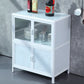 Modern Kitchen Metal Buffet/Console Cabinets Doors Dining Server in White Clearhalo 'buffet_sideboard' 'Buffets & Sideboards' 'furn' 'furn_buffet_sideboard' 'Furniture' 'Kitchen & Dining Furniture' 1200x1200_9220d8b6-466a-4ad4-98f8-4fc64420121d