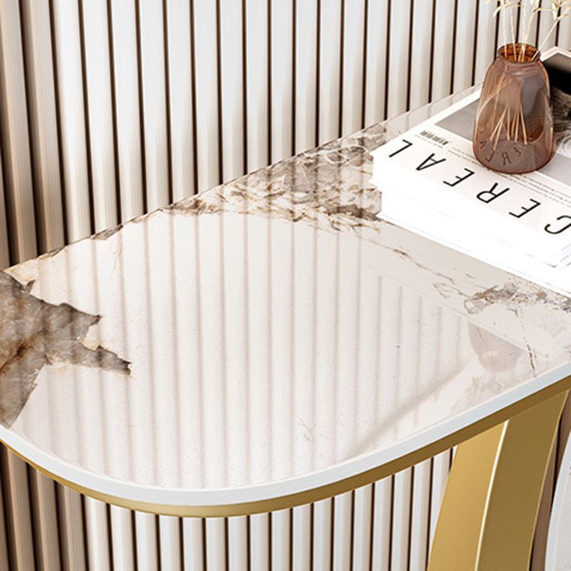 Tavolo accento in pietra glam tavolo divano console mezza luna per sala