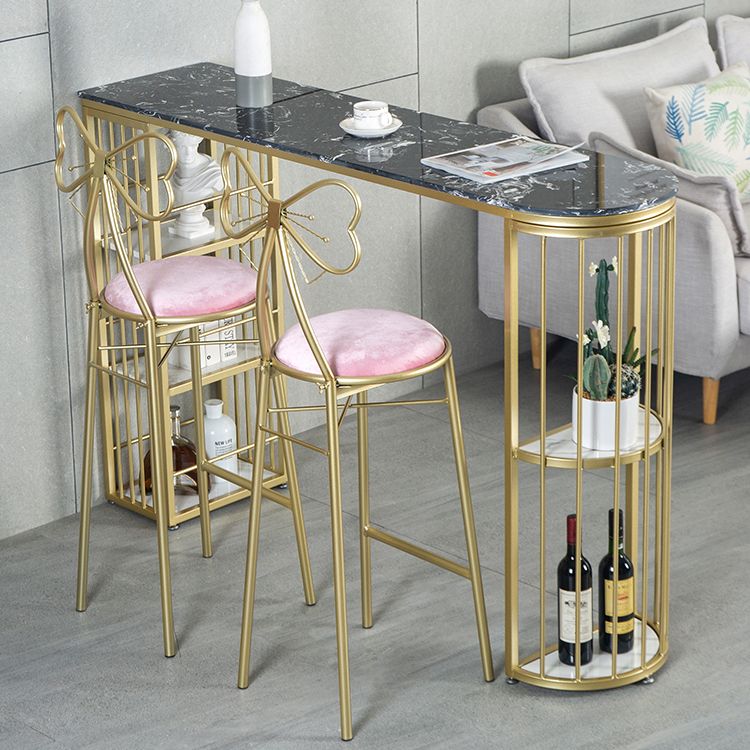 Glam Specialty Bar Dining Table Stone Bistro Bar Table with Shelves Clearhalo 'Bar Furniture' 'Bar Tables' 'bar_tables' 'furn' 'furn_bar_tables' 'Furniture' 'Kitchen & Dining Furniture' 1200x1200_92215411-c977-4ac3-9bd6-ae60165e4df3