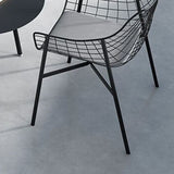 Industrial Home Patio Dining Chair Metal Slat Back in Black Chair