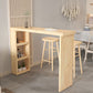 Modern Wood Patio Bar Table with Rectangle Table Top Double Pedestal Table- 41.3" H Clearhalo 'Bar Furniture' 'Bar Tables' 'bar_tables' 'furn' 'furn_bar_tables' 'Furniture' 'furniture_bar_tables' 'Kitchen & Dining Furniture' 1200x1200_9223039e-8e44-4dcc-9b22-fc321b77c8f7