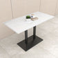 Mesa de comedor de piedra geométrica moderna con base metálica para comedor