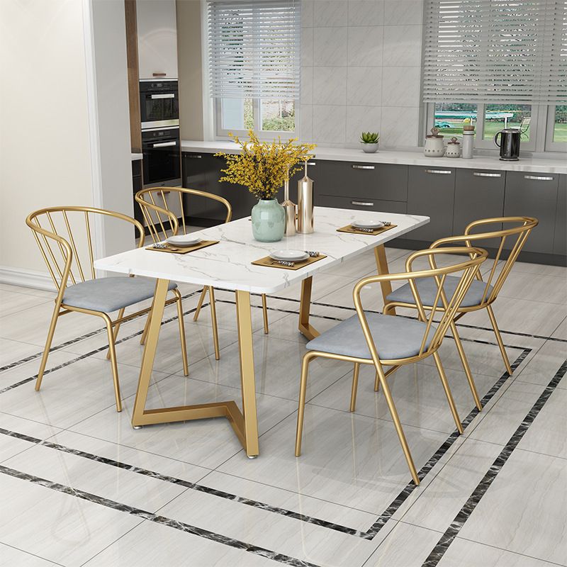 Glam Style Table Faux Marble Rectangle Table with Metal Legs for Home Use Clearhalo 'Dining Tables & Seating' 'Dining Tables' 'dining_table' 'furn' 'furn_dining_table' 'Furniture' 'Kitchen & Dining Furniture' 1200x1200_922603a9-c5d3-487a-923b-0e5c89dc6a5a