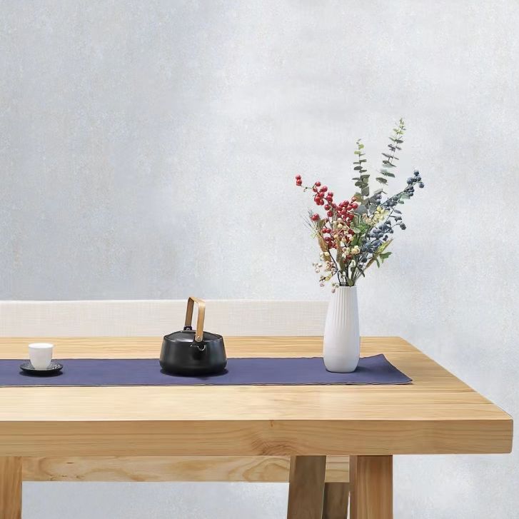 Mesa de comedor moderna rectangular de pino natural con 4 patas