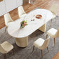 Sintered Stone Top Dining Table Oval Table with Metal Base and Double Pedestal Clearhalo ' dining_table' 'Dining Tables & Seating' 'Dining Tables' 'furn' 'furn_dining_table' 'Furniture' 'furniture_dining_table' 'Kitchen & Dining Furniture' 'kitchen&dining_furn' 'kitchen' 'kitchen_dining_table' 1200x1200_9226fbbd-9bb9-4073-9dad-441c4f9517c4
