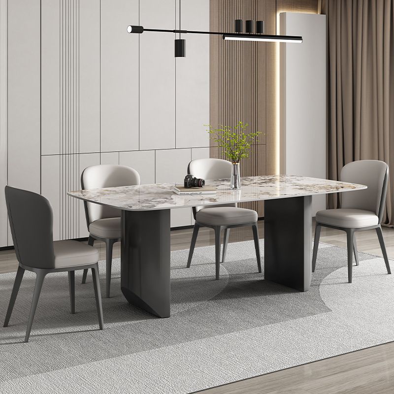 Industrial Dining Room Table Rectangle Stone Dinette Table In Grey Clearhalo 'Dining Tables & Seating' 'Dining Tables' 'dining_table' 'furn' 'furn_dining_table' 'Furniture' 'Kitchen & Dining Furniture' 1200x1200_9229112e-6fde-46e3-b4f5-77f47d82c0d5