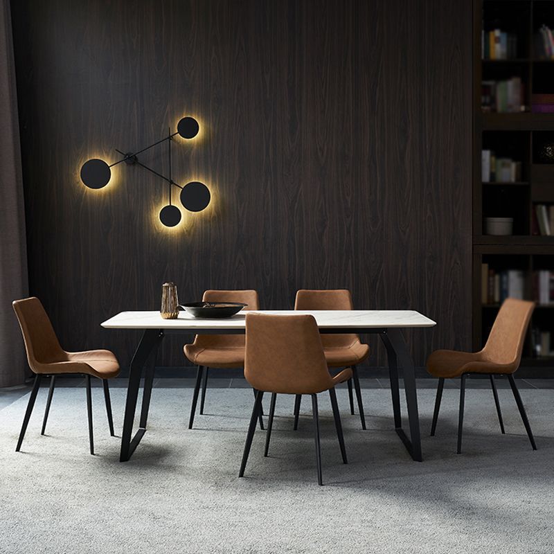 Modern 1/4/5/6/7 Pieces Furniture White Rectangle Sintered Stone Dining Room Set Clearhalo 'Dining Room Sets' 'Dining Tables & Seating' 'dining_room_set' 'furn' 'furn_dining_room_set' 'Furniture' 'furniture_dining_room_set' 'Kitchen & Dining Furniture' 'kitchen&dining_furn' 'kitchen' 1200x1200_922b50a4-4544-414d-be0a-9238edc8b782