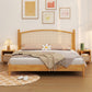 Tropical Brown Panel Bed 46.06" High Rubberwood Bed with Headboard