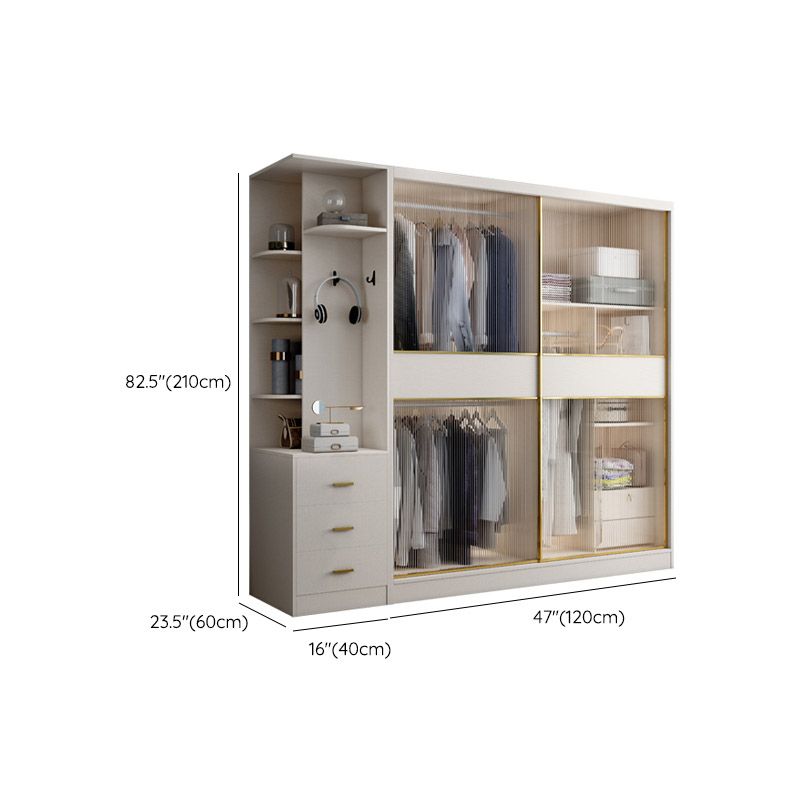 White Engineered Wood Wardrobe Closet Sliding Wardrobe Armoire Clearhalo 'Armoires & Wardrobes' 'armoires_wardrobes' 'Bedroom Furniture' 'furn' 'furn_armoires_wardrobes' 'Furniture' 1200x1200_922da2b1-cd38-4084-8026-c47edc400ad8