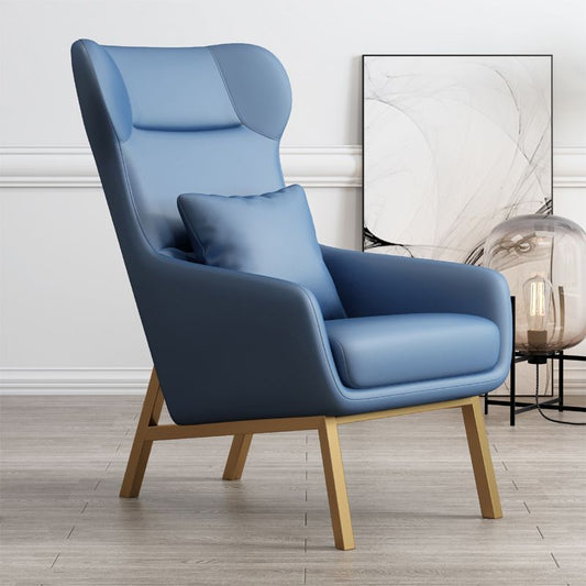 25.6 "W faux lederen accentstoel hellende armen kussen achterste wingback stoel