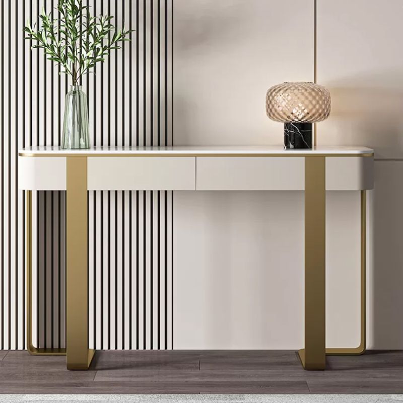 Mesa de consola de media luna de piedra Modern 13.78 "W Table de acento para Hall