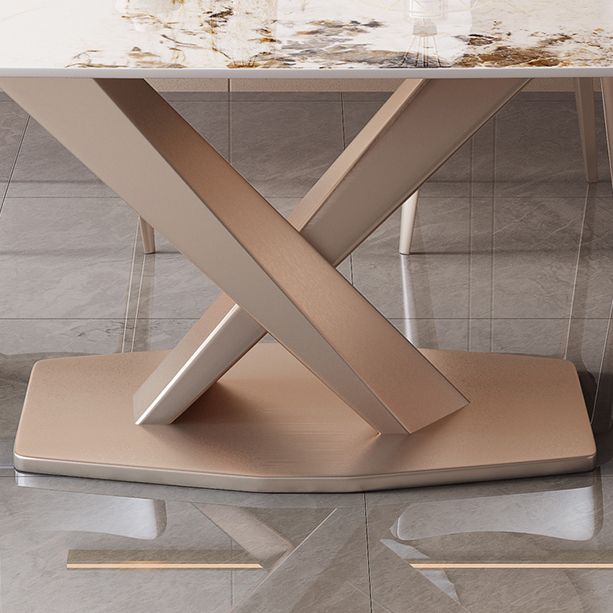 Mesa de comedor rectangular Juego de comedor de piedra 1/5/7 PCS con sillas tapizadas