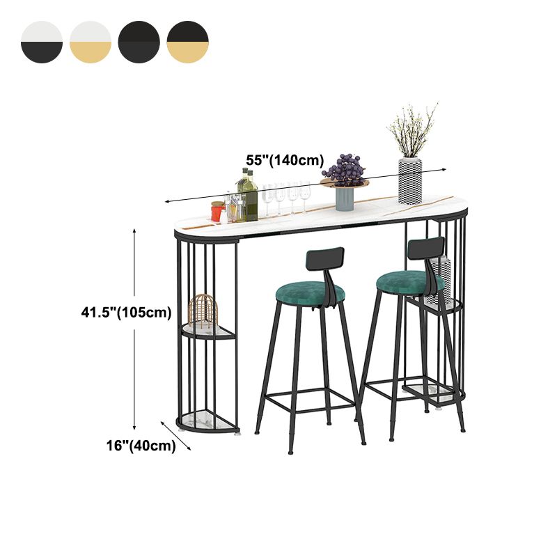 Contemporary Counter Height Dining Table Marble Oval Storage Bistro Table (only table) Clearhalo 'Bar Furniture' 'Bar Tables' 'bar_tables' 'Furniture' 'furniture_bar_tables' 'Kitchen & Dining Furniture' 'kitchen&dining_furn' 'kitchen' 1200x1200_9231b43d-41ad-4693-8f93-aa5449135b0c