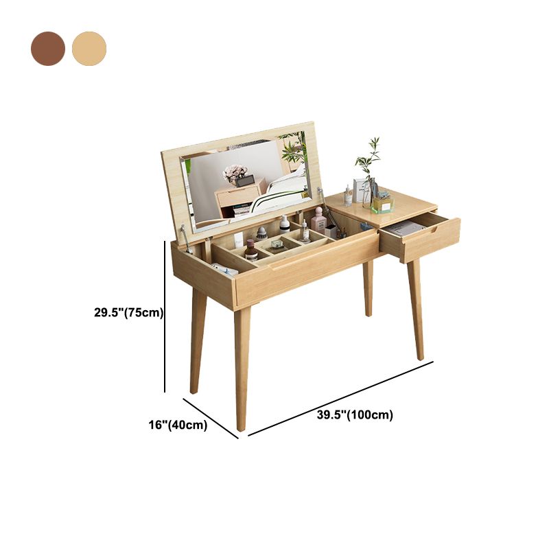 Tavolo da trucco scandinavo in legno massiccio set 1 tavolo da toeletta da top-top cassetto