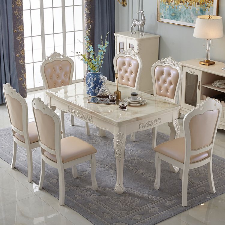 Vitoria Rectangle Shape Marble Table White Standard Dining Table for Kitchen Clearhalo ' dining_table' 'Dining Tables & Seating' 'Dining Tables' 'furn' 'furn_dining_table' 'Furniture' 'furniture_dining_table' 'Kitchen & Dining Furniture' 'kitchen&dining_furn' 'kitchen' 'kitchen_dining_table' 1200x1200_92345121-51ee-4873-b16c-c2d93d40a088