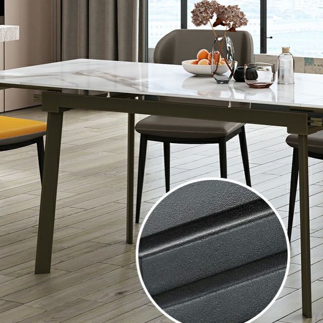 Contemporary Sintered Stone Dining Furniture with Rectangle DiningSet with Removable Leaf Clearhalo 'Dining Room Sets' 'Dining Tables & Seating' 'dining_room_set' 'furn' 'furn_dining_room_set' 'Furniture' 'furniture_dining_room_set' 'Kitchen & Dining Furniture' 1200x1200_9234787f-cc51-4be3-9855-a6d74acc82ac