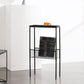 Rectangle Glass/ Metal Top Side Table 27.5" Tall 4 Legs End Table with Shelf