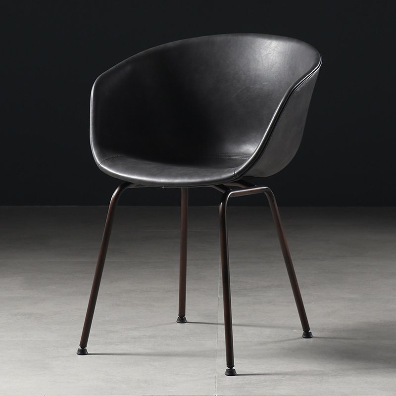 Industrial Style Metal Matte Finish Dining Arm Chair Solid Back Dining Chair Clearhalo ' kitchen&dining_furn' 'Dining Chairs' 'Dining Tables & Seating' 'dining_chair' 'Furniture' 'furniture_dining_chair' 'Kitchen & Dining Furniture' 'kitchen' 1200x1200_9238876b-795b-4ef2-bf29-727ef104d9ec