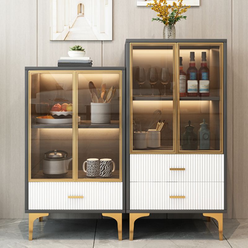 Modern Display Cabinet Faux Wood Storage Cabinet with Glass Doors for Living Room Clearhalo 'Display & China Cabinets' 'display_china_cabinets' 'furn' 'furn_display_china_cabinets' 'Furniture' 'Kitchen & Dining Furniture' 1200x1200_923b0004-b6a5-4767-a94a-8a66646a451c