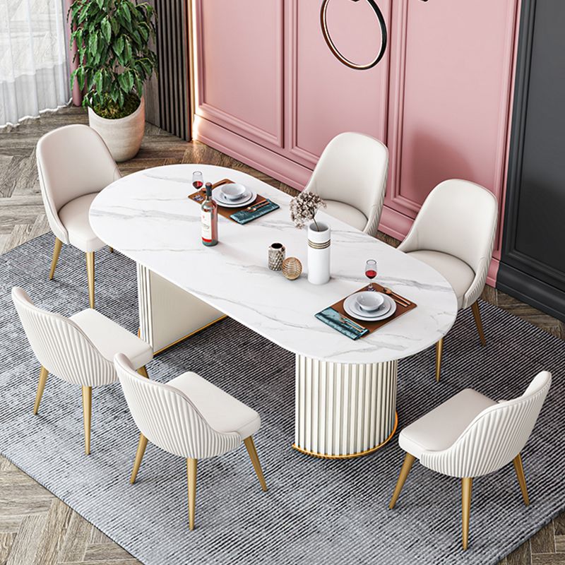 Stone Top Dining Table Contemporary Oval Dining Table with Sled Base Clearhalo 'Dining Tables & Seating' 'Dining Tables' 'dining_table' 'Furniture' 'furniture_dining_table' 'Kitchen & Dining Furniture' 'kitchen' 'kitchen_dining_table' 1200x1200_923b0b1e-2a58-4a41-82e2-345101226b86